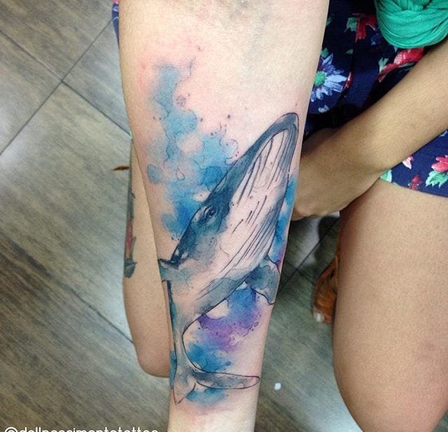 精致的水彩纹身图案来自于纹身师戴尔