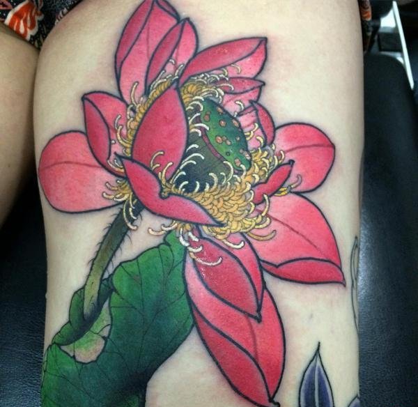 多款精致漂亮的莲花纹身图案