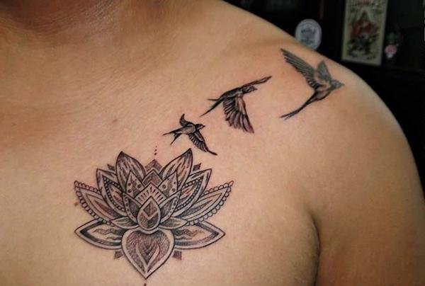 多款精致漂亮的莲花纹身图案