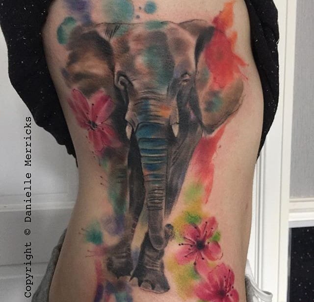 美丽的彩色纹身水彩纹身图案来自于男纹身师丹尼尔