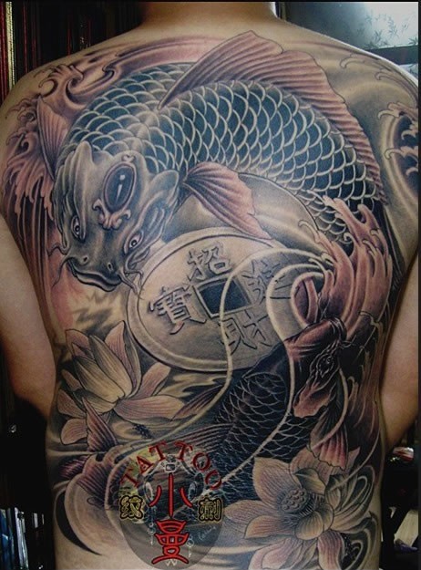 满背招财鲤鱼liyu图案