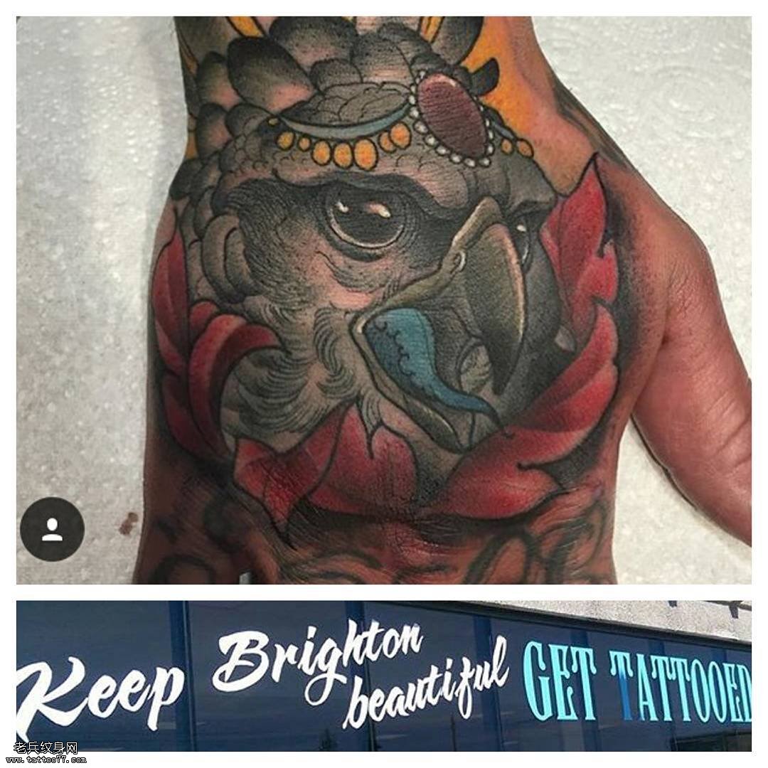 手背猫头鹰纹身图案