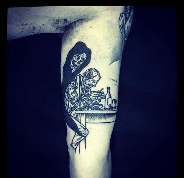 黑色的简单个性线条纹身素描技巧纹身图案