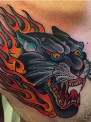 欧美old school黑豹火焰纹身图案缩略频道推荐图