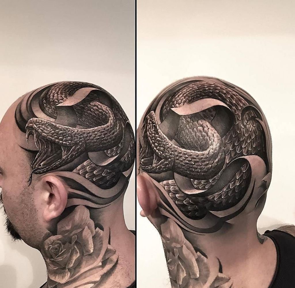 黑色和白色手臂眼镜蛇纹身动物几何点刺纹身图案