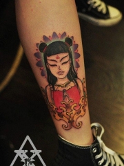 小腿上的哪吒纹身图片图案