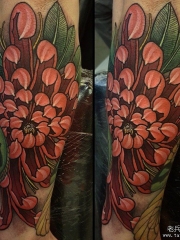 小臂欧美菊花new school纹身图案