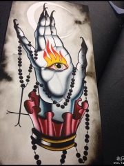 欧美school手佛珠眼睛纹身图案手稿