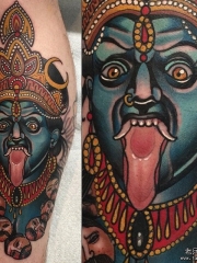 小腿大黑天传统纹身图案