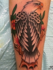 小臂欧美old school老鹰纹身图案