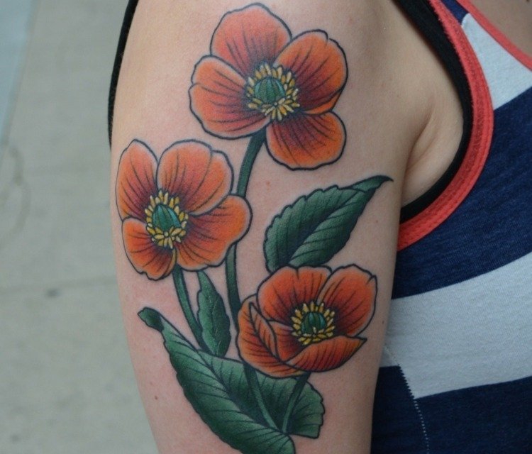 手臂纹身水彩女神纹身小清新植物纹身小花朵纹身图案