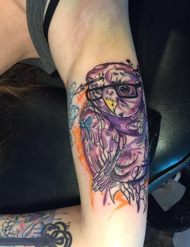 黑色粗线条纹身动物简易纹身素描彩色涂鸦纹身图案