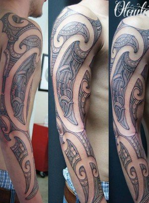 男士纹身图腾黑色手臂线条纹身几何元素纹身图案