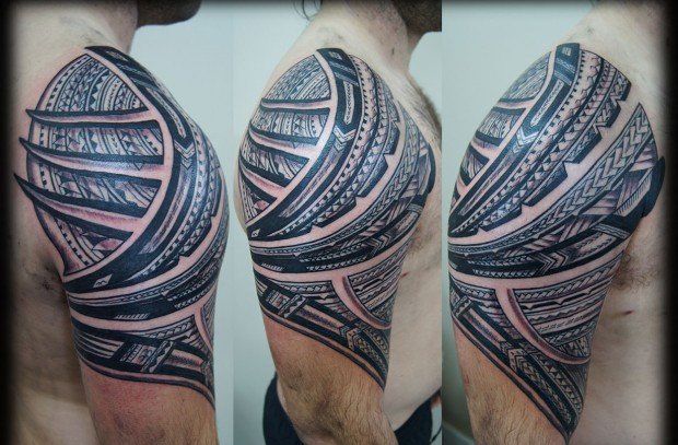 男士纹身图腾黑色手臂线条纹身几何元素纹身图案