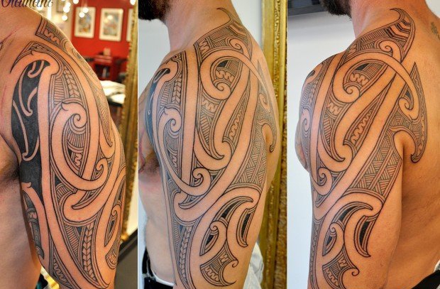 男士纹身图腾黑色手臂线条纹身几何元素纹身图案