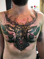 男性时尚纹身彩色霸气的新传统纹身动物图案纹身