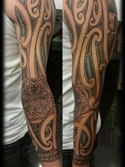 男士纹身图腾黑色手臂线条纹身几何元素纹身图案