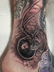 脚踝蜘蛛黑洞纹身图案