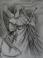 黑灰死神纹身图案手稿