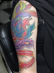 风华绝代的凤凰手臂纹身图案