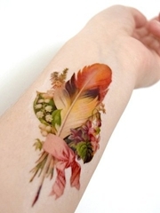 手臂纹身水彩女神纹身小清新植物纹身小花朵纹身图案