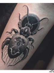 小臂欧美暗黑系甲虫纹身图案