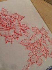 欧美玫瑰纹身图案手稿