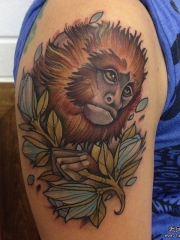 大臂欧美school猴子纹身图案