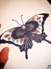 欧美school蝴蝶纹身图案手稿