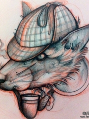 欧美狐狸school纹身图案手稿