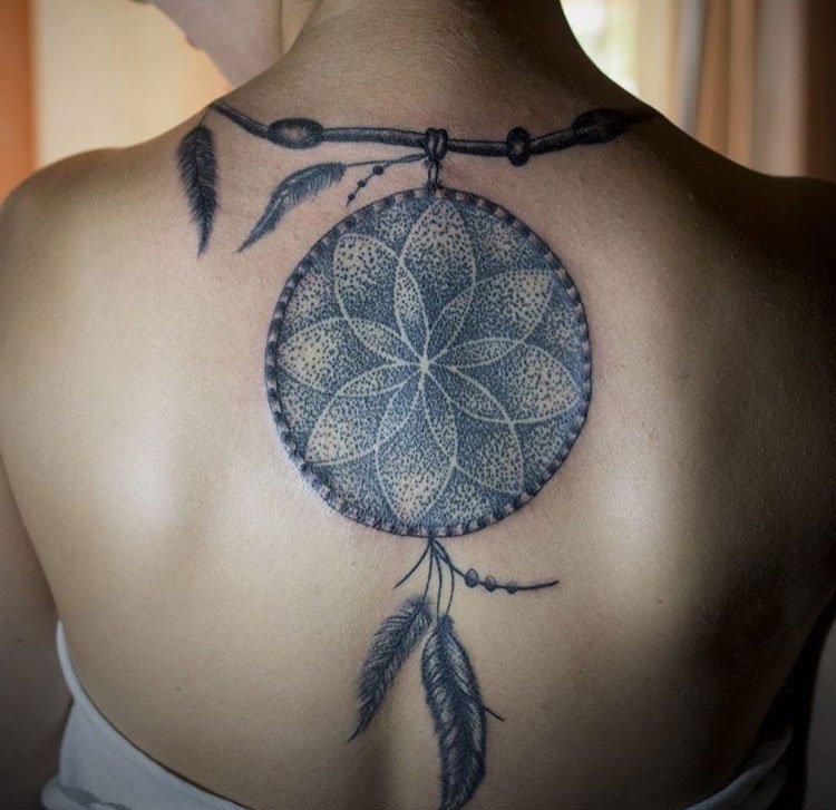 31款几何纹身点刺技巧印第安风格纹身捕梦网纹身图