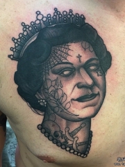 胸部欧美school女郎暗黑系纹身图案