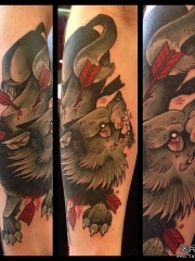 欧美school狼小臂纹身图案