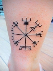 脚踝上黑色简单个性线条纹身励志纹身符号图片