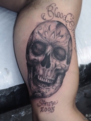 大臂欧美school骷髅字母纹身图案