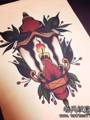 欧美蜡烛灯纹身图案手稿