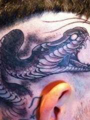 头部狂野时尚的蛇纹身图案