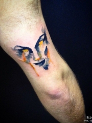 大臂欧美泼墨人像纹身图案