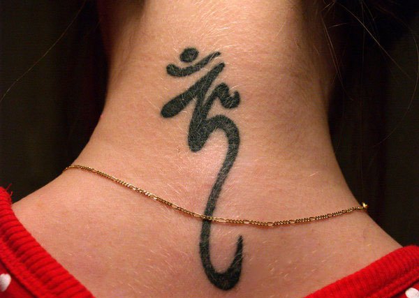 黑色的个性的酷酷的梵文纹身式样图腾纹身图案