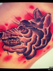 侧腰欧美狼头纹身图案
