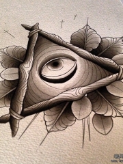欧美上帝之眼纹身图案手稿
