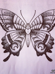 欧美点刺蝴蝶纹身图案手稿