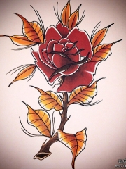 欧美school玫瑰彩色纹身图案手稿