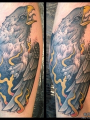 小腿欧美school老鹰纹身图案