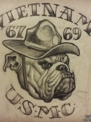 欧美school狗字母黑灰纹身图案手稿