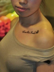 锁骨时尚的钻石英文字母刺青图案