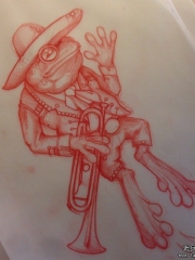 欧美school青蛙牛仔纹身图案手稿