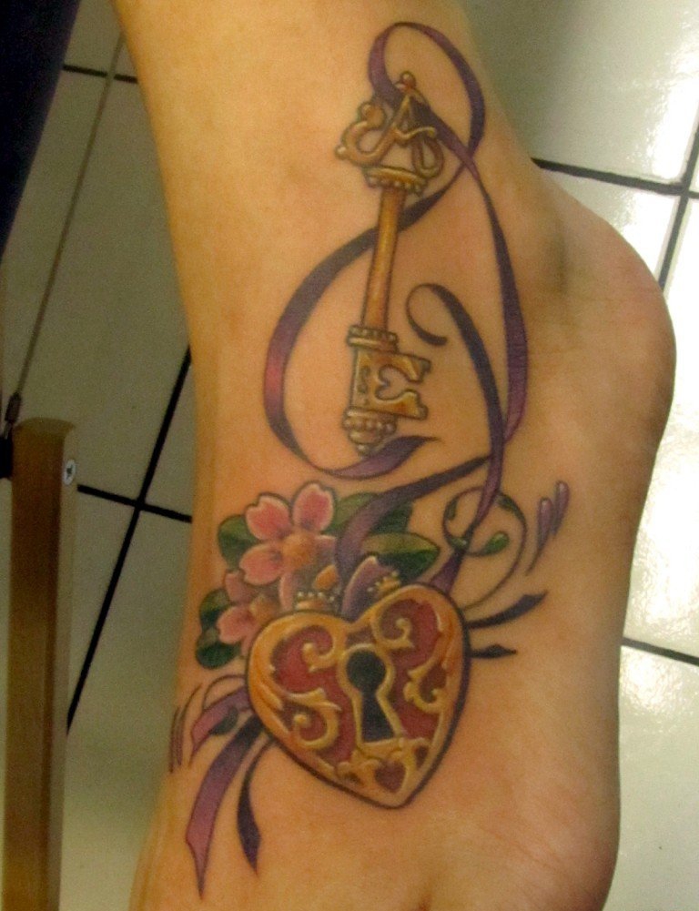 20多款精致的大钥匙纹身图案欣赏