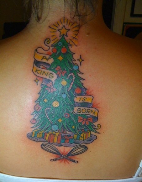 各种漂亮的圣诞树和圣诞老人纹身图案