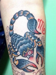 手臂黑灰蝎子纹身图案